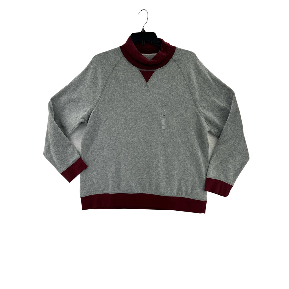 Club Room Soft Fleece Pullover Sweatshirt Mock Neck Heather Gray XL